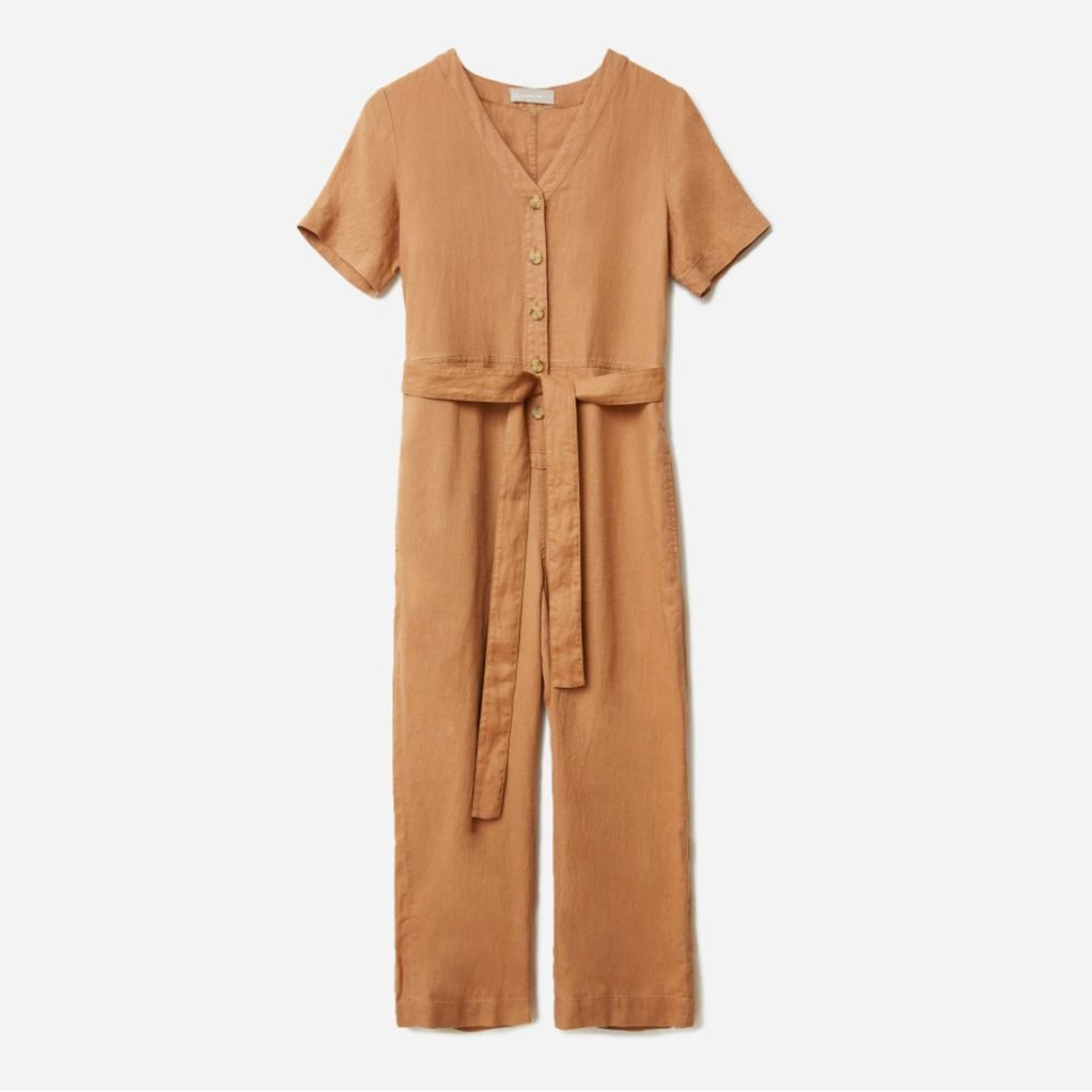 The Linen Short-Sleeve Jumpsuit